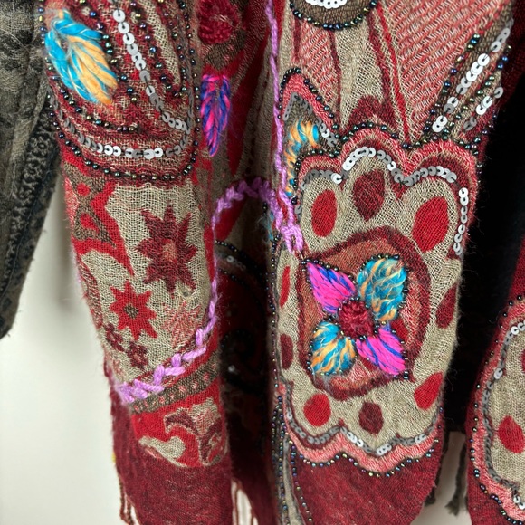 Soft Surroundings open front wool jacket/boho patchwork, embroidery - Picture 10 of 14